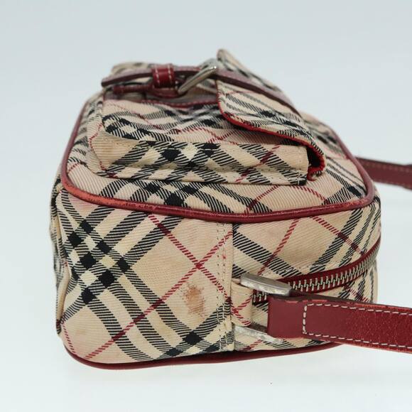 Burberry Nova Check Blue Label Shoulder Bag Nylon Beige Red Silver - Picture 3 of 16